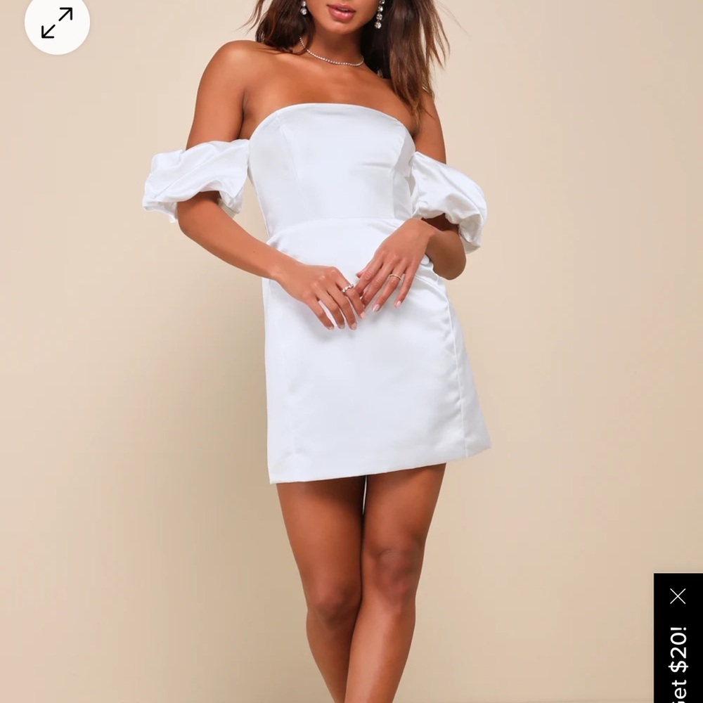Lulus Significant Sensation White Satin Off-the-Shoulder Mini Dress